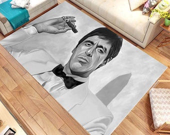 Alfombra Scarface, Estrella y película de leyenda, Alfombra famosa, Alfombra moderna, Alfombra de película, Alfombra de habitación para niños/niñas, alfombra personalizada con logotipo, corredores de alfombras personalizados, alfombra de área personalizada