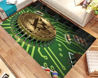 Bitcoin Design Rug,Bitcoin Trader Rug,Crypto Coin Rug,Area Rug,For Living Room,Gift for Trader, BTC Gift,Investor Gift,Gift,Gift For Her