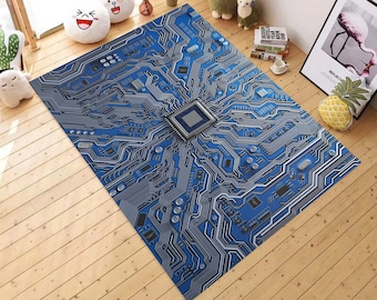 Main Board Patterned Rug, Electronic Circuit Rug,For Living Room Rug,Fan Carpet,Area Rug,Non Slip Floor Carpet,Teen's Rug,Kids Room Rug,Gift