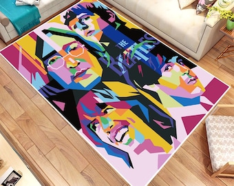 The Beatles Rug, British Rock Band The Beatles Rug,For Living Room Rug,Fan Carpet,Area Rug,Non Slip Floor Carpet,Teen's Rug,Kids Room Rug