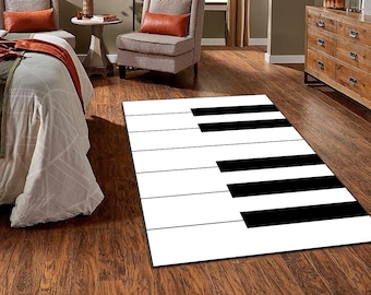 Musical Design Piano Keys Rug, Music Room Rug, Piano Rug,Rock Design, Piano,Note Rug, Note Pattern, Music Rug,Musical Instruments,Studio Rug