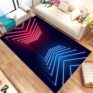 Alfombra con ilusión de luces LED 3D, alfombra 3D, para sala de estar, alfombra con ventilador, alfombra de área, alfombra antideslizante, alfombra para adolescentes, alfombra para habitación infantil, alfombra para habitación de niño, alfombra para habitación de niña