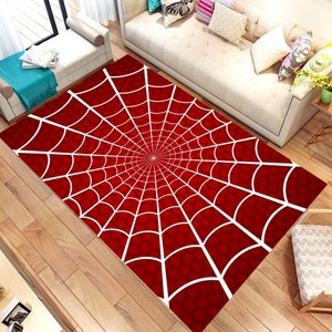 Spider Man Rug, Spider Web Rug,Gift For Her/Him, Girl/Boy Room Rug,For Living Room Rug,Non Slip Floor Carpet,Teen&#39;s Rug, Kid&#39;s Room Rug