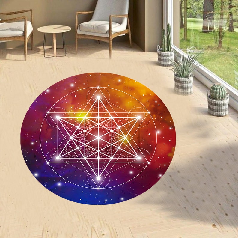 Metatron Cube Rug Metatron Cube Rug, Sacred Geometry Rug, Flower of Life Rug,spiritual ...
