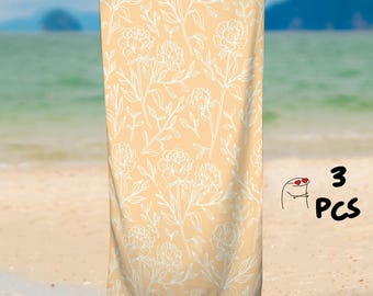 Set di asciugamani in stile boho, set di asciugamani floreali, set di teli da piscina, set di teli mare, telo mare personalizzato, regalo per le vacanze, telo mare, telo da piscina con nome