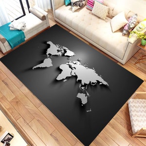 Lernteppich, Weltkarte, Kinderzimmer-Dekor, Spielteppich, Für Wohnzimmerteppich, Fanteppich, Teppich, rutschfester Bodenteppich für Teenager, Geschenk