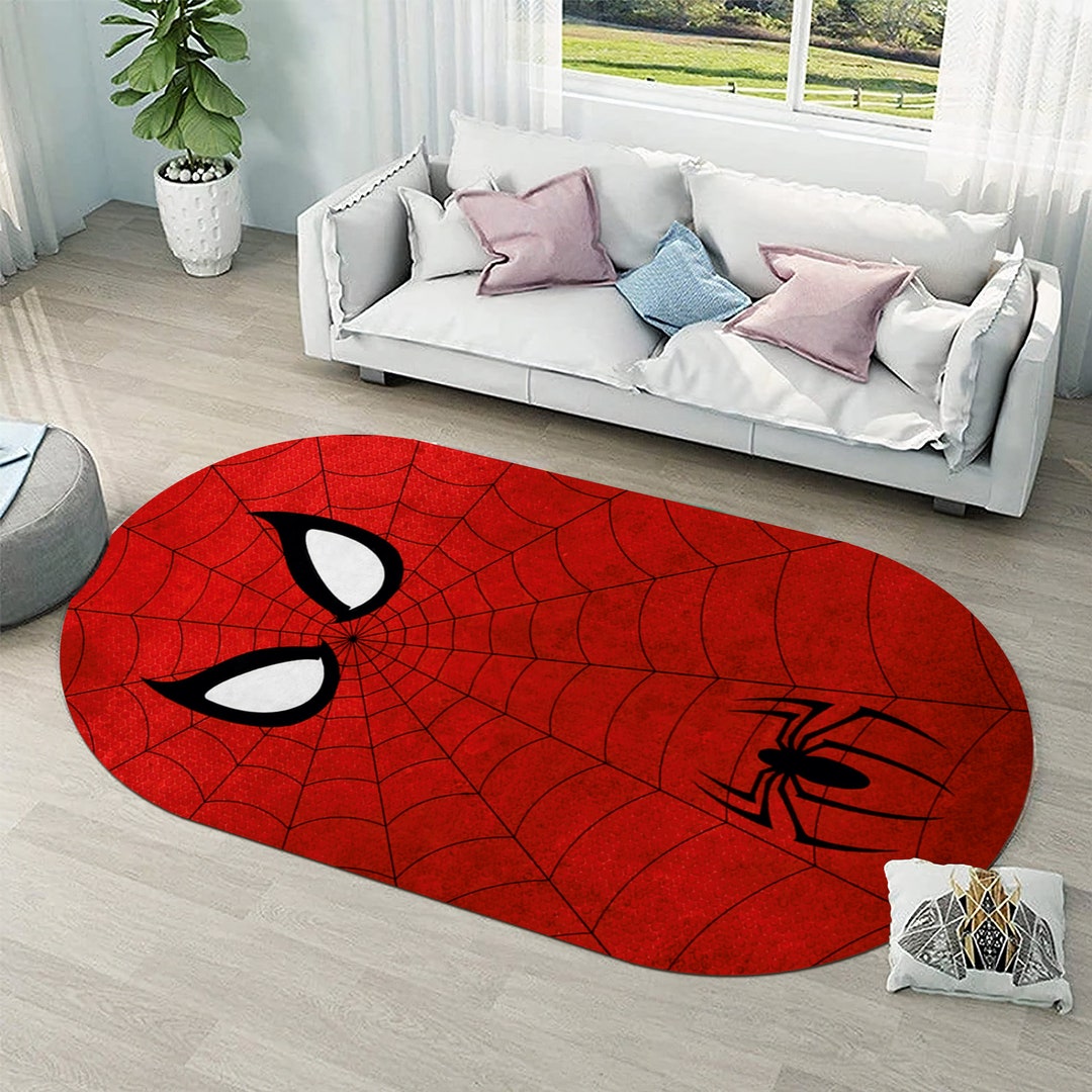 Oval Rug,spider Man Rug,spider Web Rug,for Her Him,girl Boy Room Rug ...
