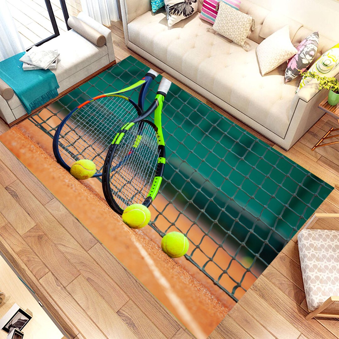 Tennis Coloured Rug Tennis, Gift Her/him,girl/boy Room Rug, for Living Room,non Slip Floor ...