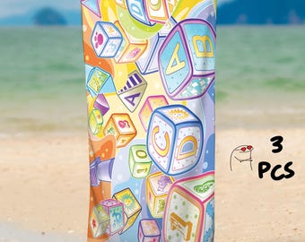 Asciugamani a cubo, set di asciugamani per bambini, asciugamani colorati, set di asciugamani da piscina, set di asciugamani doppi, telo mare personalizzato, regalo per le vacanze, telo mare, telo piscina con nome
