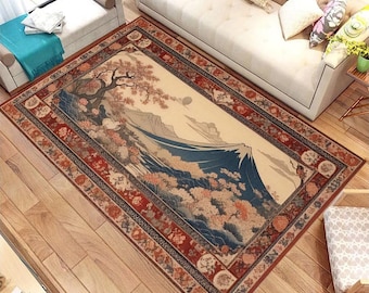 Japanese Rug,Japanese Anime Ukiyo-e,Mountain Rug,Japanese Decor,Contemporary Design,Anime rug,Rugs for Living Room,Aesthetic Rugs,Area Rugs