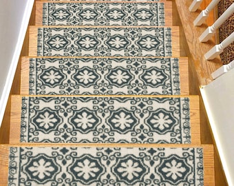Peldaños de escalera de colección tradicional, alfombras para escalones, alfombras para escaleras, decoración de escaleras, decoración del hogar, alfombras para escaleras personalizadas, peldaños de escalera de moqueta básica, alfombra de pasillo para escaleras