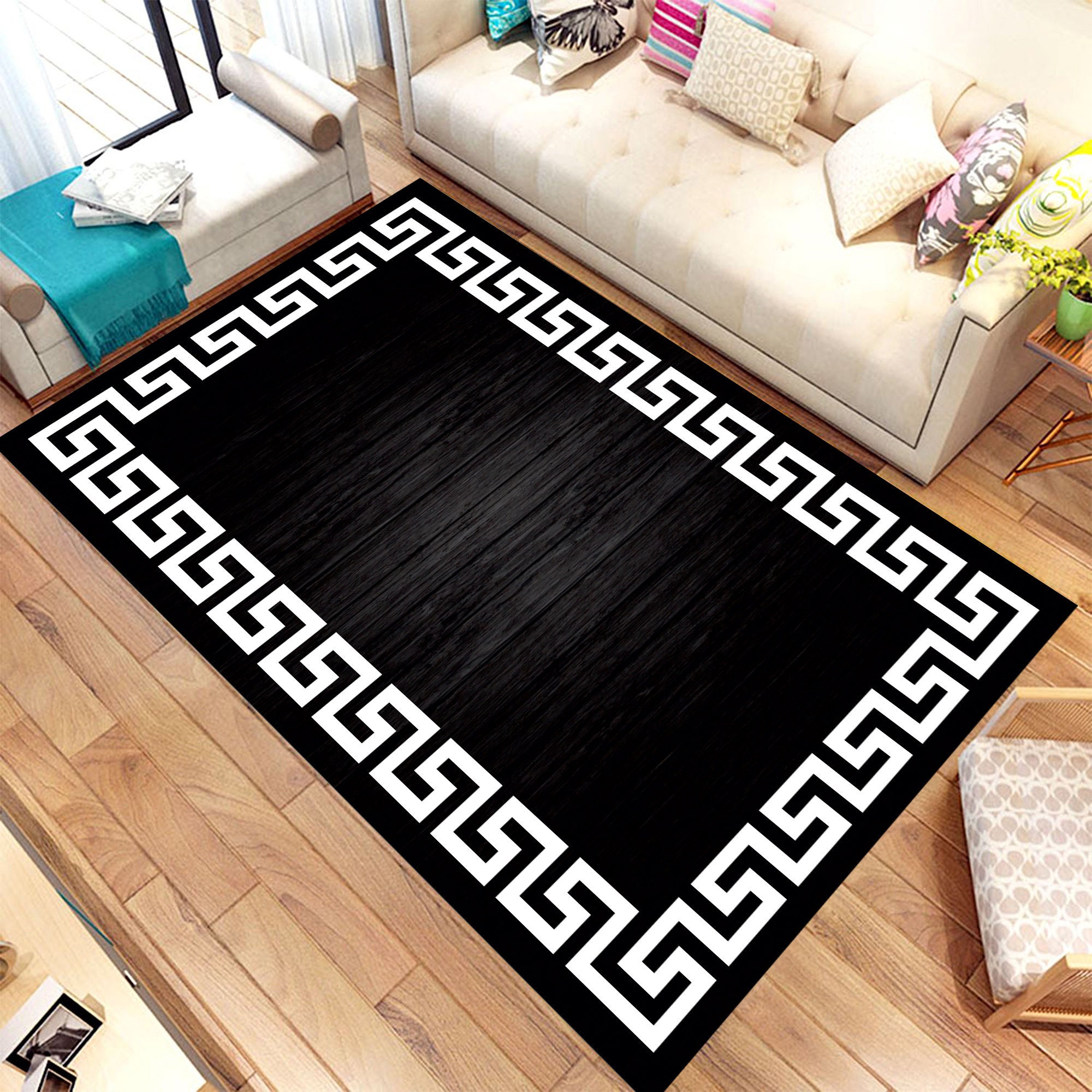 Greek Round Rug Texture Seamless Greek Wave Pattern Rug, Roman Meander Pattern, Medusa Carpet ...