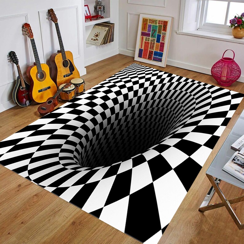 3D Vortex Illusion Rug for Living Room Rugfan Carpetarea Etsy