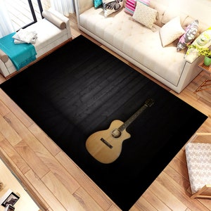 Musical Design  Rug, Music Room Rug,Guitar Rug,Rock Design, Guitar, Music Rug,Musical Instruments,Studio Rug,Gifts For Him,Washable Rug,Gift