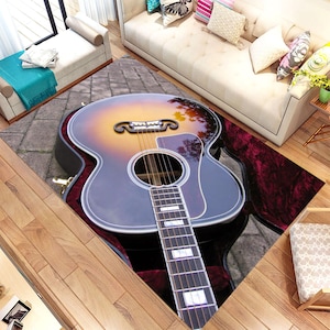 Musical Design  Rug, Music Room Rug,Guitar Rug,Rock Design, Guitar, Music Rug,Musical Instruments,Studio Rug,Gifts For Him,Washable Rug,Gift