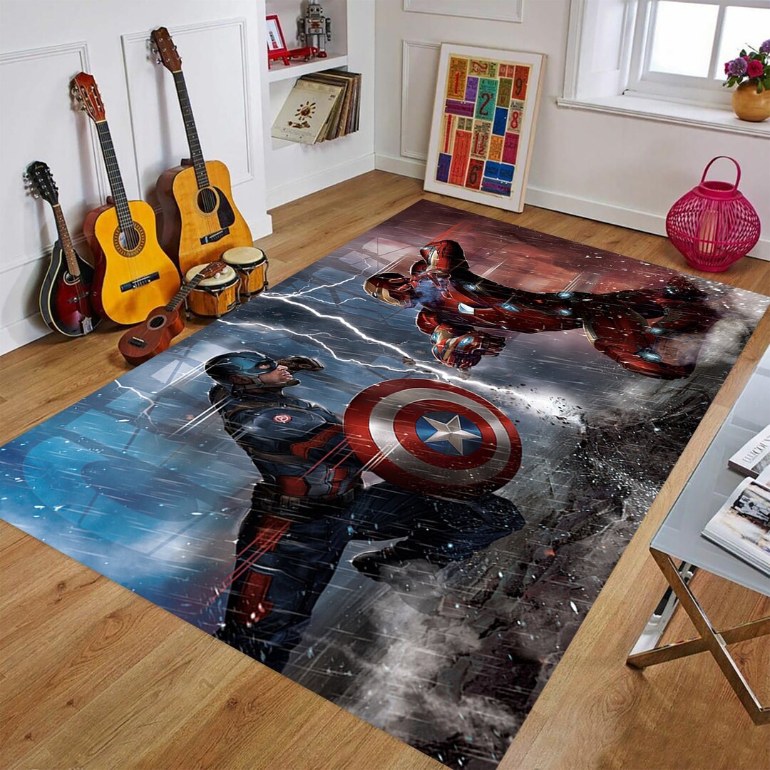 Captain America Vs. Iron Man Rug,super Braves,area Rug,gift for Her/him ...