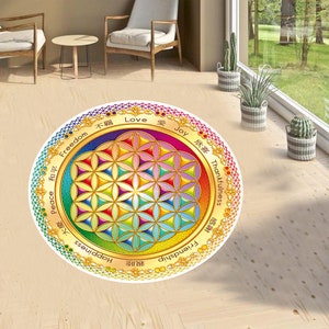 Flower of Life,Sacred Geometry Rug,Flower of Life Rug,Spiritual Rug,Floor Rug, Sacred Geometry Decor Rug, Round Rug,Flower of Life Round Rug