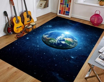 Earth Space Rug: 3D Print, Non-Slip Area Rug