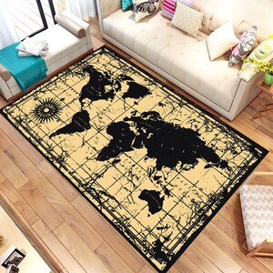 Weltkarte, Teppich, Teppich, Schlafzimmer, Weltkarte, Teppich, Wohnzimmer, Dekorativer Teppich, rutschfester Teppich, Geschenk für Zuhause, Moderner Teppich