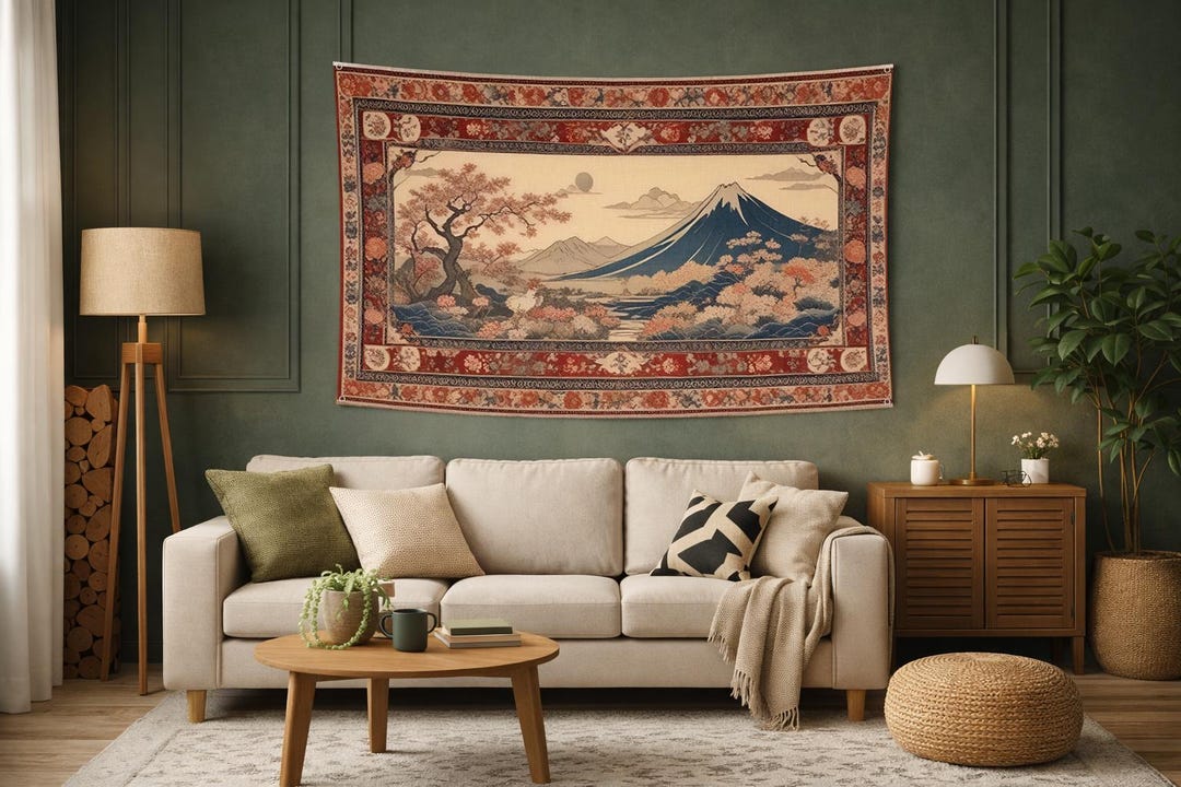 Tapestry, Japanese Wall Rug, Japanese Anime Ukiyo-e, Mountain Tapestry ...
