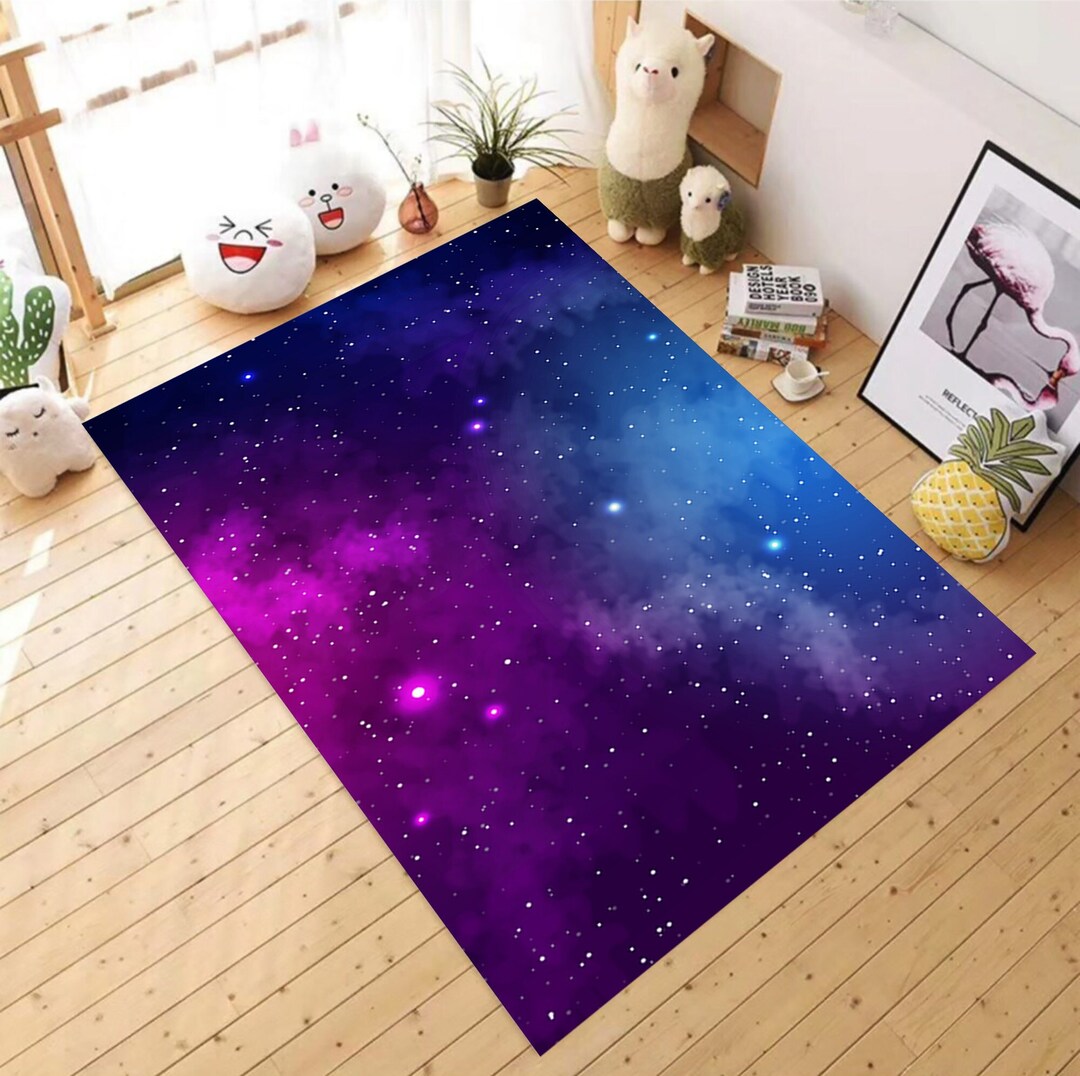 Blue and Purple Space Rug,for Living Room Rug,fan Carpet,area Rug,non