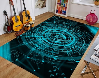 Digital Code Rug: Sci-Fi Tech Area Carpet