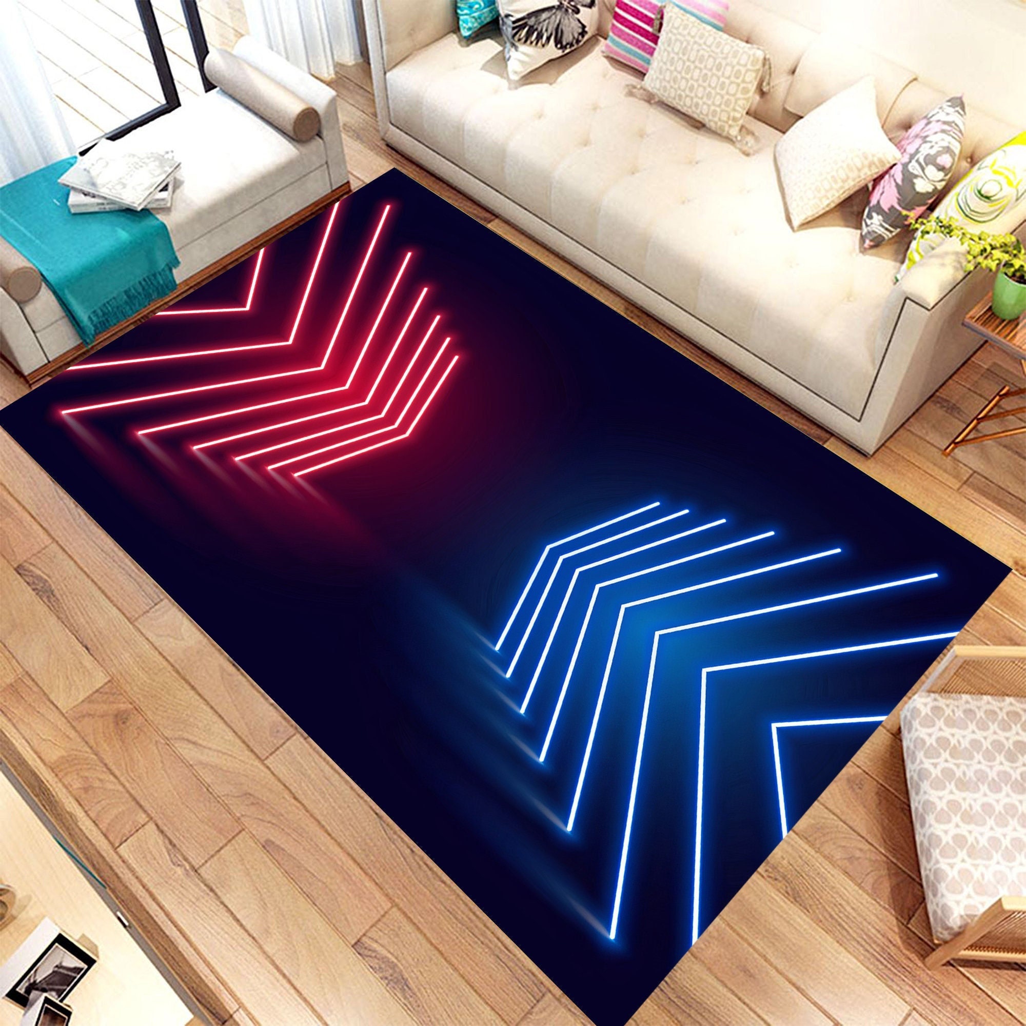 3d Lights Style Carpet Gaming Illusion Rug Gaming Bedroom Area Non