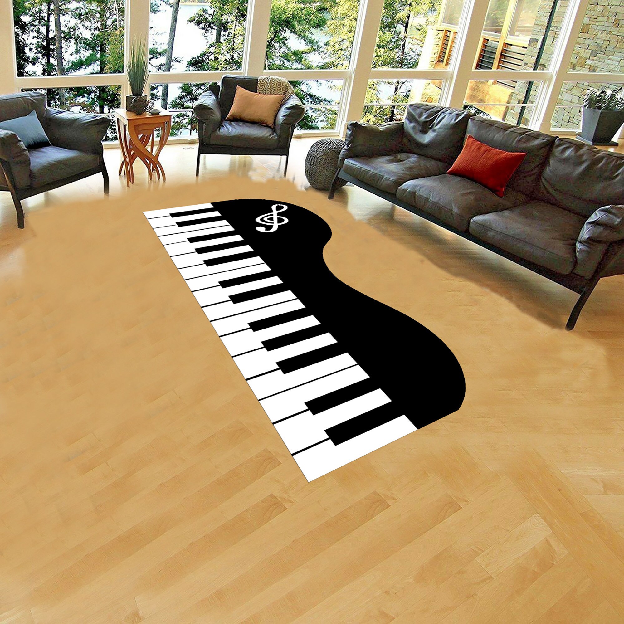 Musical Design Piano Keys Rug, Music Room Rug, Piano Rug,Rock Design, Piano,Note Rug, Note Pattern, Music Rug,Musical Instruments,Studio Rug