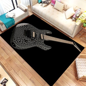 Musical Design  Rug, Music Room Rug,Guitar Rug,Rock Design, Guitar, Music Rug,Musical Instruments,Studio Rug,Gifts For Him,Washable Rug,Gift