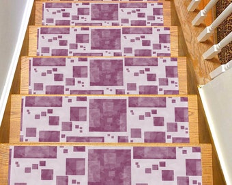 Alfombras geométricas, alfombras para escaleras, alfombras para escaleras, alfombras para peldaños de escaleras, peldaños más seguros para tus seres queridos, escalones suaves, regalo, regalo para ella, regalo para él