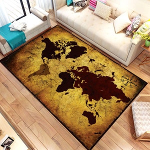 Weltkarte, Teppich, Teppich, Schlafzimmer, Weltkarte, Teppich, Wohnzimmer, Dekorativer Teppich, rutschfester Teppich, Geschenk für Zuhause, Moderner Teppich