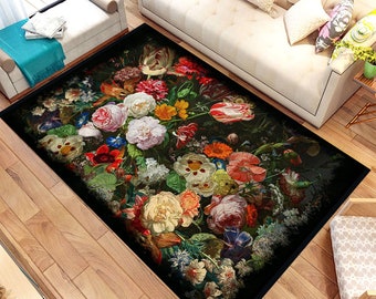 Alfombra lavable, regalo, alfombra personalizada, alfombra para sala de estar, alfombra de flores, regalo para él, alfombra de área de flores, alfombra de rosas, rosa, alfombra de área, alfombra, alfombra decorativa para el piso