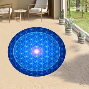 Flower of Life,Sacred Geometry Rug,Flower of Life Rug,Spiritual Rug,Floor Rug, Sacred Geometry Decor Rug, Round Rug,Flower of Life Round Rug