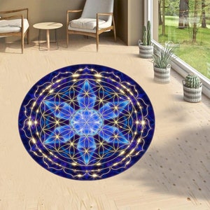 Flower of Life,Sacred Geometry Rug,Flower of Life Rug,Spiritual Rug,Floor Rug, Sacred Geometry Decor Rug, Round Rug,Flower of Life Round Rug