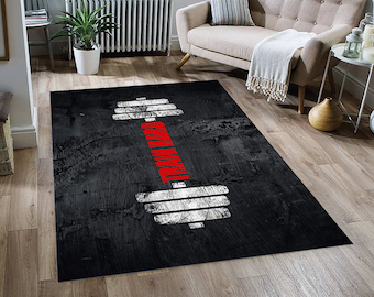 Dumbell Sign,GYM Sign,GYM Rug,Dumbell Decor,Fitness Club,Barbell Rug,Bodybuilding Gift,Gym Carpet,Weight Equipment,Weightlifting Gift
