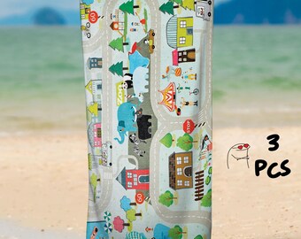 Set di asciugamani con segnaletica stradale, Set di asciugamani da spiaggia per bambini, Set di asciugamani da piscina, Set di asciugamani doppi, Asciugamano da spiaggia personalizzato, Regalo per le vacanze, Asciugamano da spiaggia, Asciugamano da piscina con nome