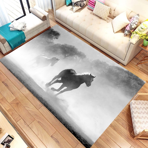 ITOMEN Pferd Teppich 120x160 Cm – 3D Kinderteppich, Rutschfest, Weicher Kurzflor
