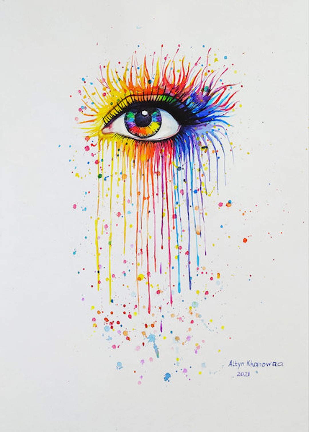 Eyes Crying for Every Pain Hand Painted Original Digital Etsy