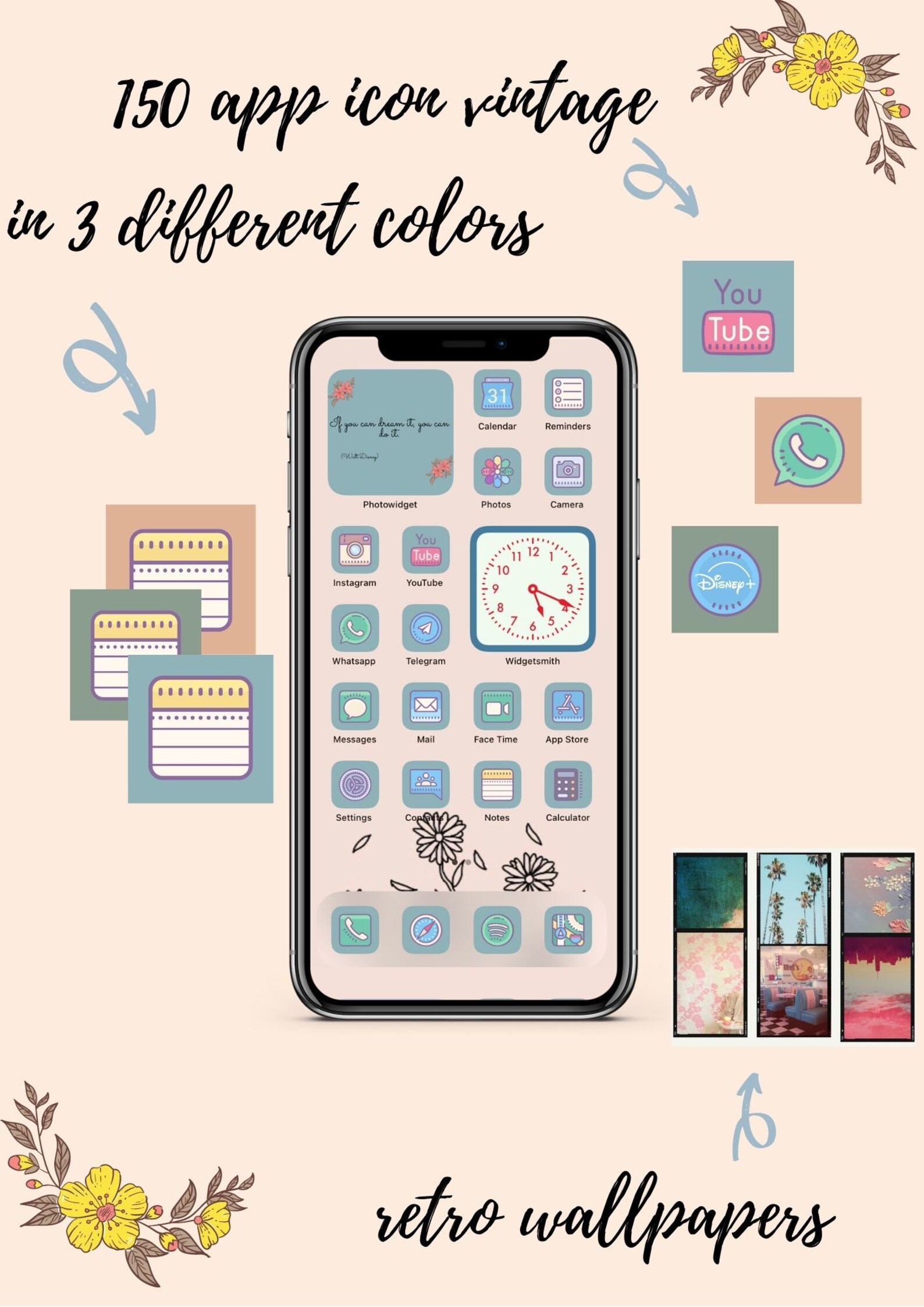 Vintage App Icons iOS Icons iPhone Icons Retro iOS 14 Etsy