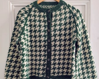 Knitting Pattern: Hennessey Houndstooth Cardigan