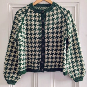 Knitting Pattern: Hennessey Houndstooth Cardigan