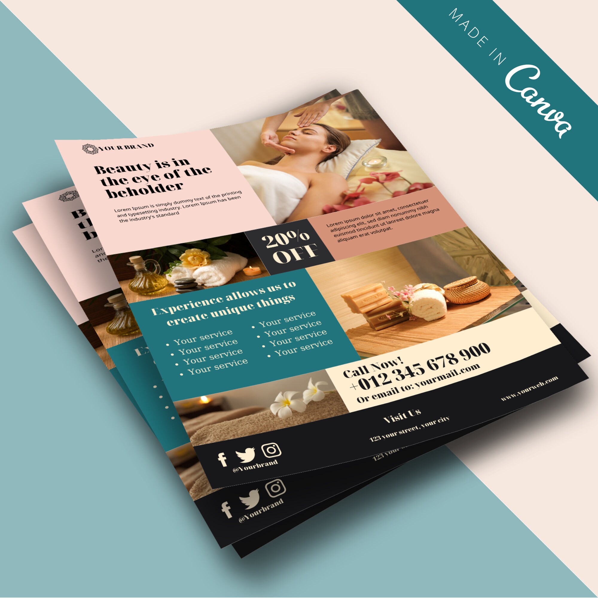 Design & Templates Paper Esthetician Flyer,Beauty Spa Flyer Editable ...