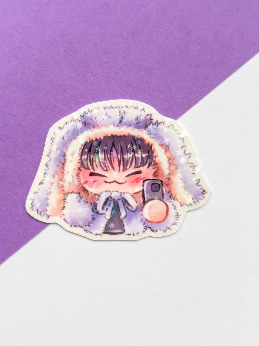 ATEEZ Choi San Inspired Holographic Bunny Sticker - Etsy
