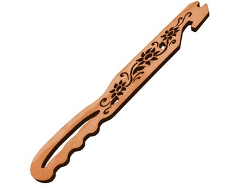 Solid Wood Oven Rack Puller | Floral Laser Cut Design, Kitchen Tool