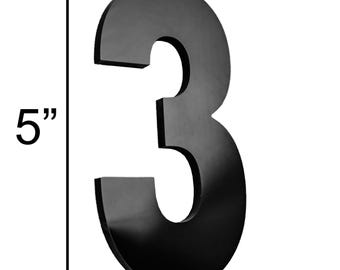 House Numbers | Mailbox Numbers | Modern Block Style | High Gloss Finish | 5 Inch Tall | Easy Install with Adhesive Strips | Weatherproof