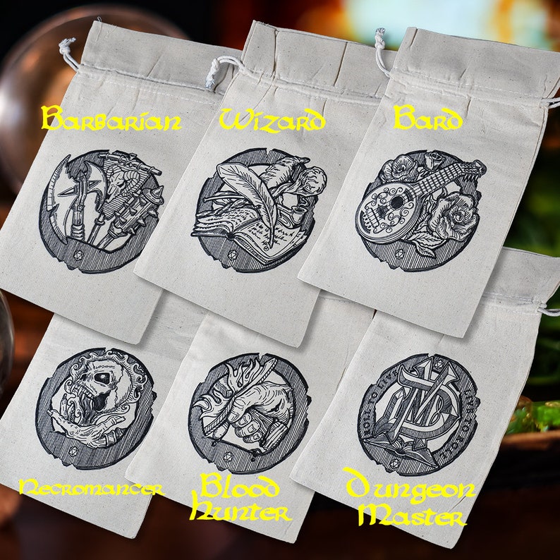 Dnd Class Dice Drawstring Bags Dnd Bag of Holding D&D Gift Etsy