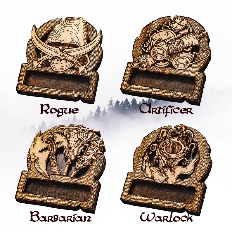 Dnd Class Dice Holder Coaster Wooden Class Holders Dnd Etsy