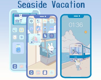 Bunny seaside vacation - iOS App Icons Set & Tapeten and Widgets