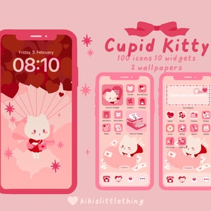 Cupid Kitty - iOS App Icons Set & Tapeten and Widgets Pack | iOS  Android App Handy| Widget |cute |kawaii | Kitty |Valentine&#39;s Day