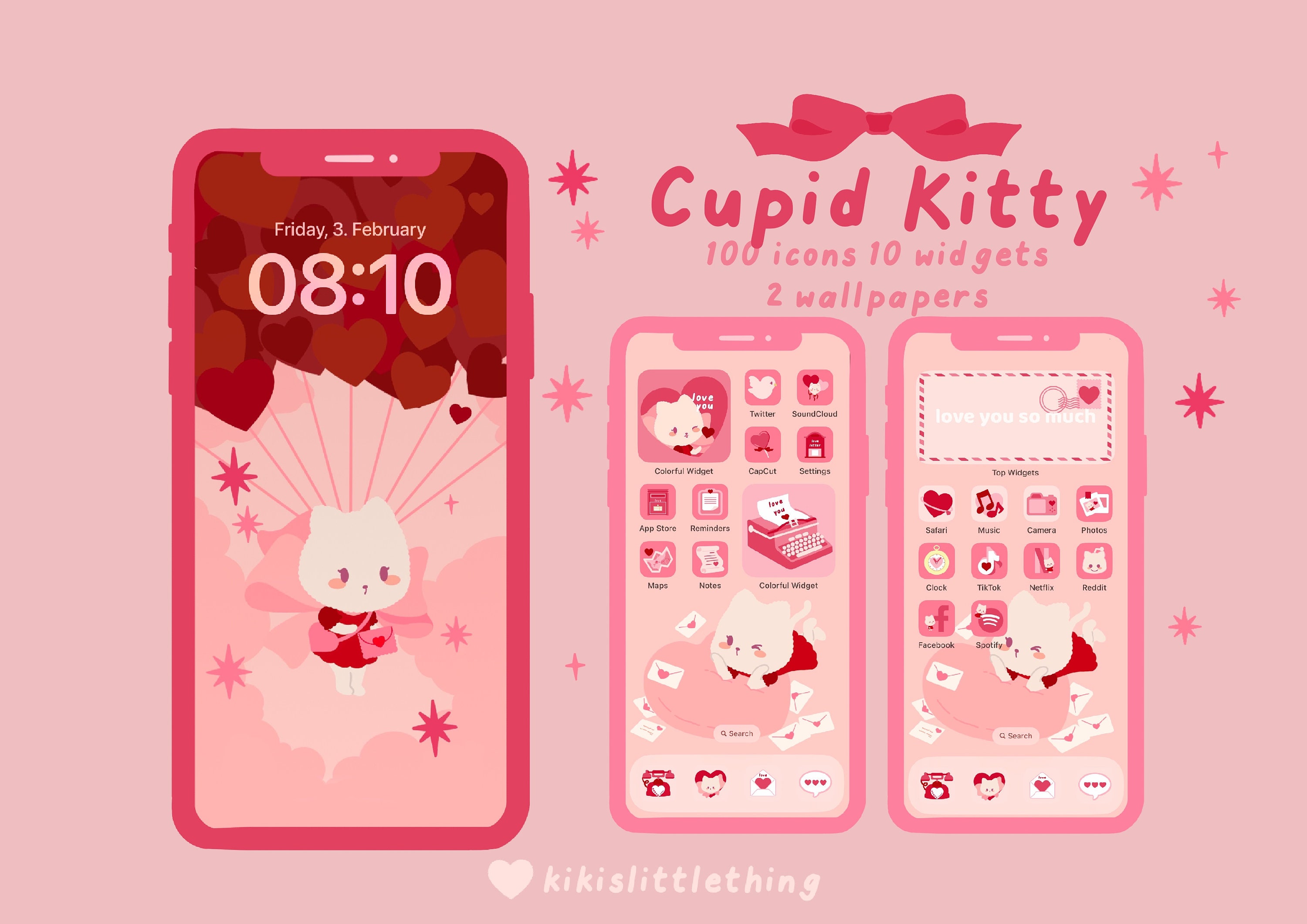 Cupid Kitty Ios App Icons Set & Tapeten and Widgets Pack 